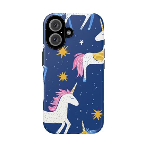 Coque licorne iPhone 16 bleue mate étoiles pour votre quotidien