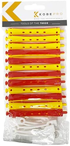 Kobe Professional Hairdressing Perm Rods with Rubbers - Non-Slip, Curling Tools for Wet/Dry Hair, Durable & Reusable - Ideal for Salons & Home Use - Green/White 6 mm