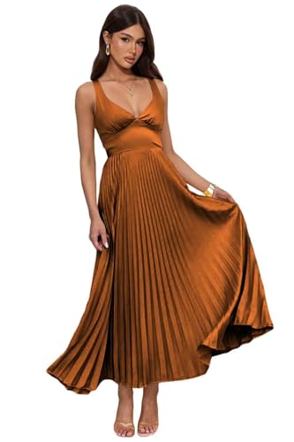V Neck Bridesmaid Dress Satin Ruffle Corset A Line Maxi Casual Formal Evening Dresses XOD0489