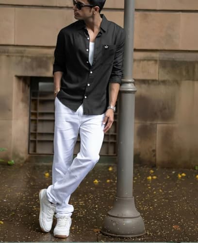 Image of IndoPrimo Men's Regular Fit Cotton Casual Shirt | Premium Solid Full Sleeve Shirt
