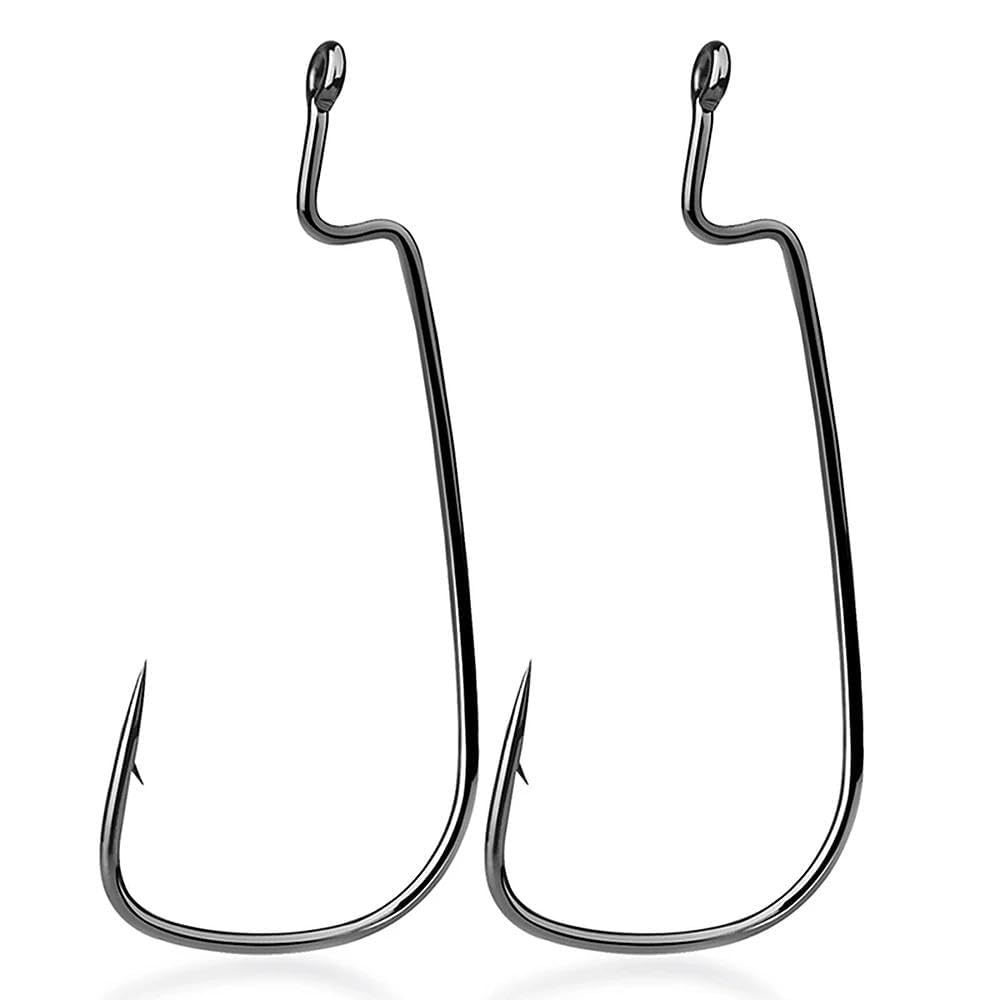 9KM DWLIFE EWG Fishing Hooks Strong Offset Worm Hook for Sea Bass, Perch & Pike Weedless Design for Texas & Carolina Rigs Fishing Tackle & Accessories for Freshwater & Saltwater Durable Fish Hooks 2/0