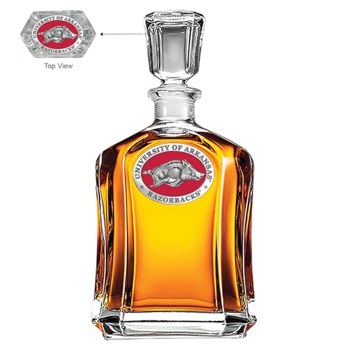 Image of Heritage Pewter Arkansas Capitol Decanter | 24 OZ Whiskey Decanter for Liquor with Airtight Stopper | Expertly Crafted Pewter Glass