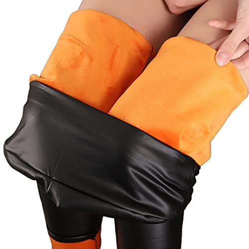 Skrsila - Pantalón de piel para mujer, talla alta, sexy y delgado, color negro, Negro , S Cover