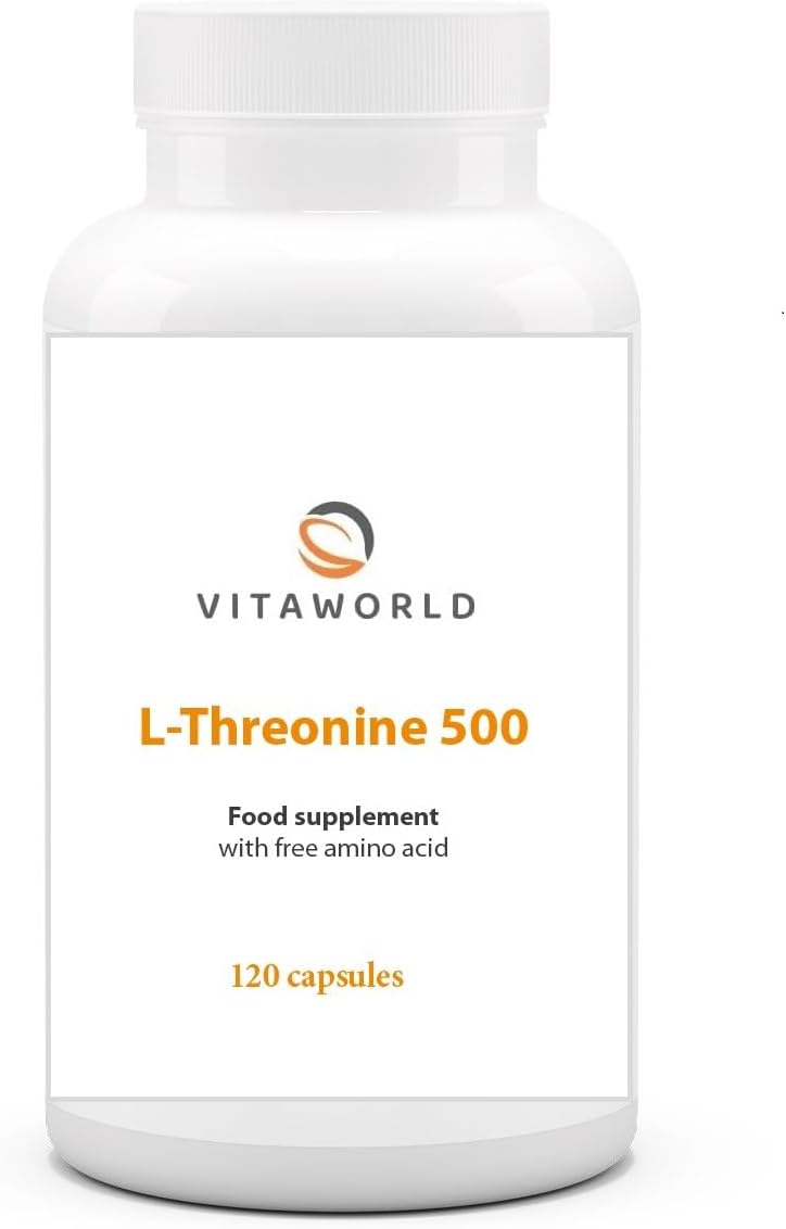 Vita world L-Threonine 500mg l 120 Capsules l Essential Amino Acid l Vegan l no aunwanted additives l Made in Germany