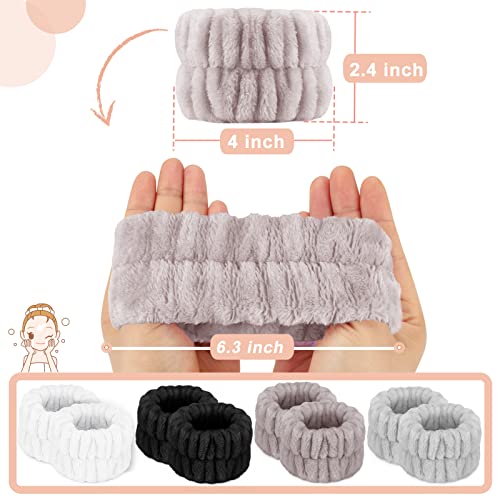 Image of 8 Pcs Microfiber Spa Wristbands with Absorbent Towels - Prevent Water from Spilling Down Your Arms for Women