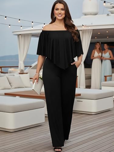 Image of KOH KOH Womens Long Pant Strapless Off Shoulder Pockets One Piece Jumpsuit