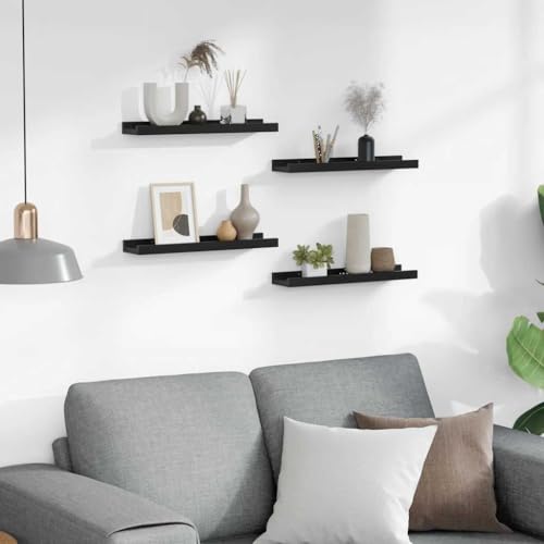 Étagères murales noires lot de 4 étagère en bois MDF 40 cm rangement salon et chambre - 4
