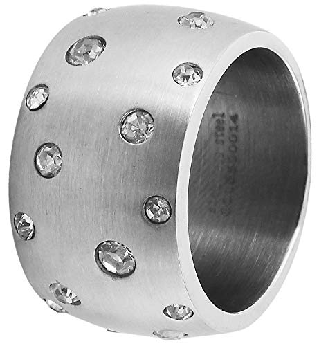 Preisvergleich Produktbild Akzent Damen Ring Edelstahl silber matt breit Zirkonia Edelstahlring Damenring (56 (17.8))