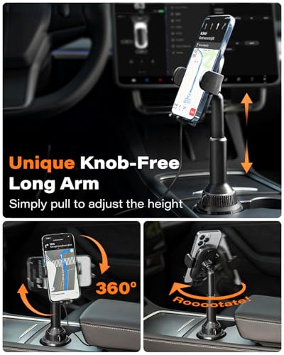 Apps2car Car Phone Holder with Drink Holder and Charging Function, Car Charger Phone Mount with Charging Function, Car Mount for Drink Holder for Smartphones, - Image 3
