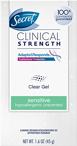 Secret Clinical Strength Clear Gel Antiperspirant & Deodorant Sensitive, Unscented 1.6 oz (Pack of 2)
