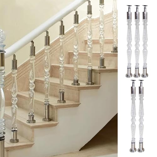 Balustres d'escalier en acrylique 85 cm avec base pré-percée et vis pour terrasse | Lot de 20