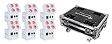 Rockville FLIP Charge Pack White 6 Par Wash Up Lights+Charging Case - Wireless DMX, 4 Group WiFi App, 15 Hour Battery, Easy Angle Adjustment