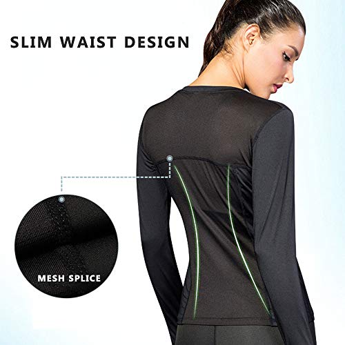 KKmoon Novas blusas femininas de ioga para ginástica sexy roupas esportivas de gola redonda mangas c