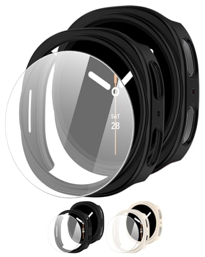 �y2����zfor Samsung Galaxy Watch 8 44mm �P�[�X + �K���X�t�B���� �R���p�`�u�� galaxy �E�H�b�` �����ߗ� �C�菝�h�~ �ی�J�o�[ ����case �ϏՌ� �y��