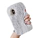Produktbild Misstars Plüsch Hülle für iPhone 7 Plus / 8 Plus (5,5 Zoll), Niedlich Flauschige Winter Warme Faux Pelz Handyhülle Weiche TPU Backcover mit 3D Bling Kristall Diamant Schutzhülle, Grau