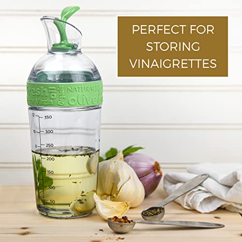 Salad Dressing Shaker For Mixing Ranch And Sauce, One Hand, Leak Proof, Spout Lid For Pouring And Measurement Marks With Good Grip Rubber, Italian Dressing Shaker, And Oil And Vinegar Dispenser - 12Oz #TOP6