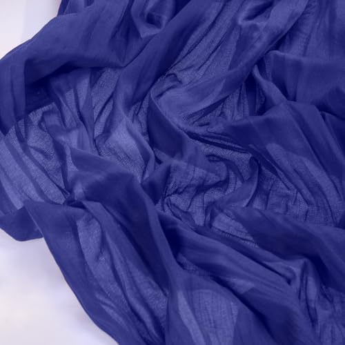 Image of Socomi Royal Blue Summer Cheesecloth Table Runner Boho Rustic Gauze 120 inch 10FT Cheese Cloth Sheer Runner for Wedding Party Baby Shower Birthday Home Decor Holiday Decorations