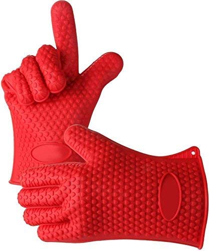 Fayby Silicone Heat Resistant Oven Mitts Barbecue Gloves | Cooking Baking BBQ Oven Pot Holder | Anti-Scald Security Hand Gloves for Home Kitchen 1-Pair (Multicolor)