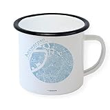 Antwerpen Emaille Tasse Retro Design Becher, Stadtplan in 5 Farben, Home Office Büro Zuhause Garten, Schwarzer Tassenrand