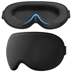 Gritin 100% Blackout Sleep Mask for Women & Men-Zero Eye Pressure Eye Mask for Side Sleepers, 3D Cutout Eye Movement Friendly, Ultra Soft & Comfortable Blindfold for Sleep/Travel-EarPlugs Included