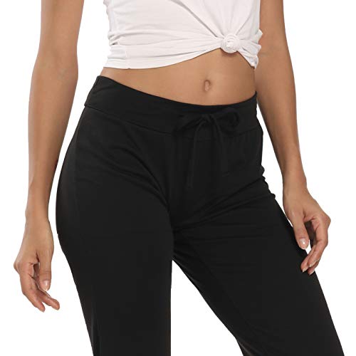 Hde Womens Sleepwear Capri Pajama Pants Sleep Capris Cropped Lounge Bottoms Large, Black #TOP1