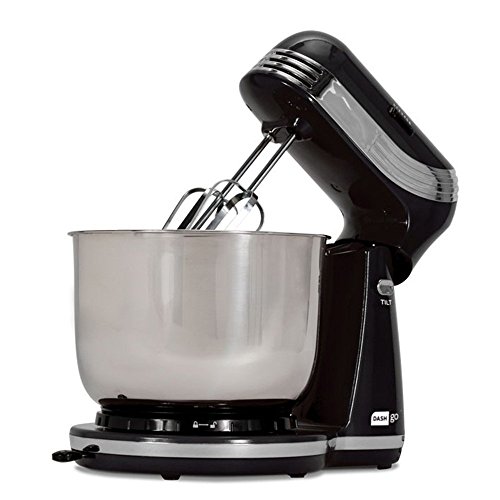 Dash Stand Mixer (Electric Mixer for Everyday Use): 6 Speed Stand Mixer with 3 qt Stainless Steel Mixing Bowl, Dough Hooks & Mixer Beaters for Dressings, Frosting, Meringues & More - Black