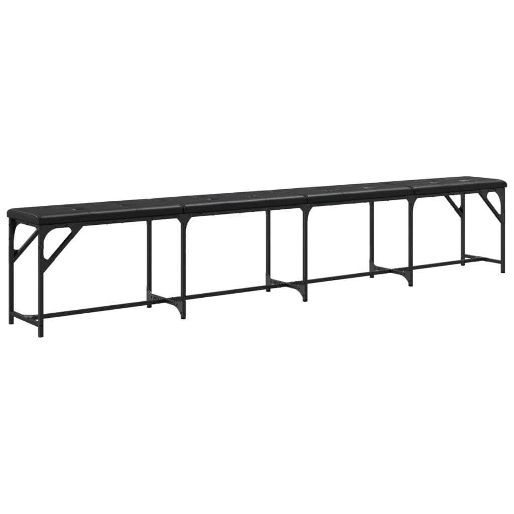 Banc de salle à manger 248 cm noir avec coussin en cuir