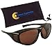 Sun Shield Fit Over Sunglasses with Blue Blocker HD Driving Lens - Wear Over Prescription Glasses (Large, Black Frame with Case)