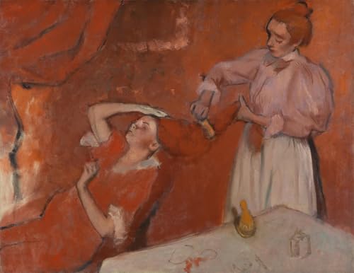 Tableau Impression d'art Edgar Degas Peigner les cheveux Toile Décoration Murale Salon 60x90cm