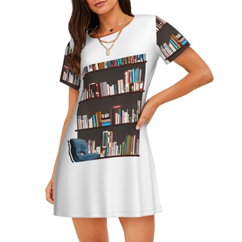 Chemise de nuit légère bibliothèque pour femme pyjama confort d'été