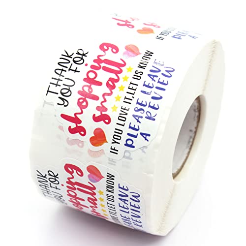 Thank You for Shopping Small Stickers,Thank You Please Leave A Review Stickers for Small Business Mailing Envelopes Shipping Package Packing,500 Labels Per Roll