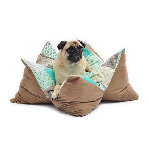 Aumüller Sternenkissen Patchwork Grün - 85 cm - Liegekissen für Hunde und Katzen