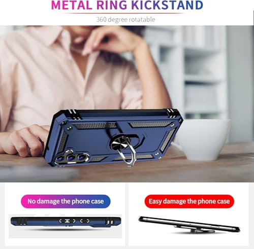 Image of for Samsung Galaxy S24 FE Case with Screen Protector, Military Grade Rugged Shockproof Galaxy S24 FE 5G Heavy Duty Protective Cover for Samsung S24 FE Magnetic Ring Kickstand Phone Case (Blue)