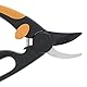 Fiskars Bypass-Gartenschere für frische Äste und Zweige, Antihaftbeschichtet, Hochwertige Stahl-Klingen, Länge: 20 cm, Schwarz/Orange, Elegance, P44, 1001534