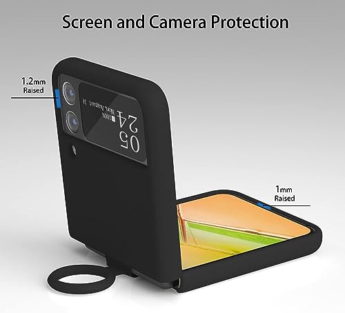 Image of MIDOS Back Cover Compatible with Samsung Z Flip 3 Silicone Case Full Protection Shock Proof Case for Samsung Galaxy Z Flip 3 (Black)