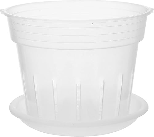 ERINGOGO Maceta de orquídea de 6 pulgadas con agujeros de drenaje y platillo, macetas de orquídeas transparentes de plástico, maceta transparente