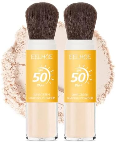Polvere Fissante Solare Minerale,SPF 50 PA++ Protezione Solare in Polvere Viso,mineral translucent sun protection powder,Olio Di Controllo Finitura Opaca Naturale(2, 16g)