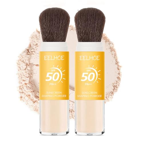 Polvere Fissante Solare Minerale,SPF 50 PA++ Protezione Solare in Polvere Viso,mineral translucent sun protection powder,Olio Di Controllo Finitura Opaca Naturale(2, 16g)