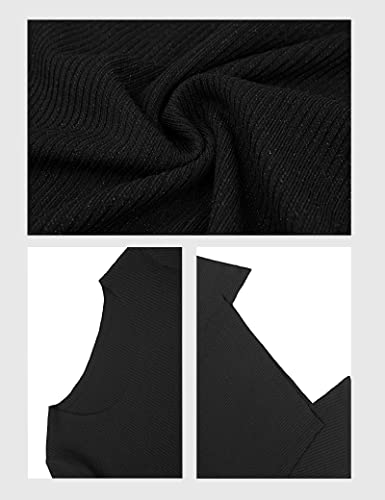 S・Deer Women's Short Sleeve Tunic Tops Summer, Casual Knit Scoop Neck Slim Fit T-Shirt Blouses Tops(Black,Xl) #TOP7