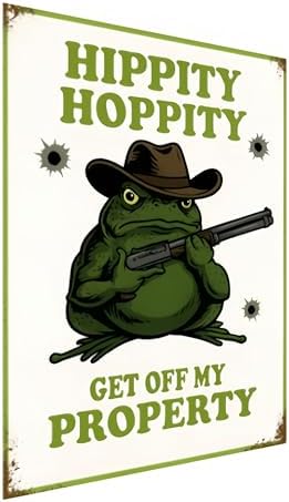 Funny Frog Metal Sign, Rustic Vintage Room Decor for Bedroom Door, Humorous 