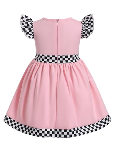 IDOPIP Baby Girls 1st 2nd Birthday Outfit Race Car Driver Dress Toddler Racing Suit Racer Dress for Cake Smash Photo Shoot2