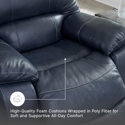 Signature Design by Ashley Leather Power Rocker Recliner Chair, Ocean Blue - image 5