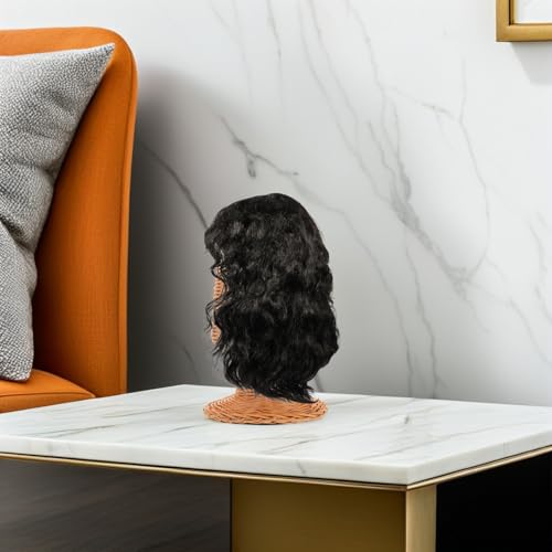 Soporte de cabeza de maniquí de ratán para estudios de cabello 6