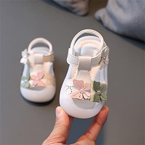 Toddler Baby Girl Shoes Breathable Shoe Dew Toe Shoe Bag Head Sandals Girl Sandals Baby Soft Shoe Covers Kids Heels (White, 7.5 Toddler)2