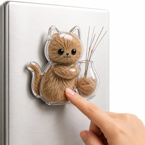 Cat Whisker Holder Fridge Magnet 8 8 CM Clear Cats Shaped Pet Keepsake Box for Shedding Fur and Lucky Whiskers Refillable Memorial Hair Collector Cute Magnetic Home Decor Gifts for Cat Lovers