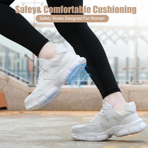 Image of Hogent Steel Toe Shoes for Women Men Wide Non Slip Composite Work Sneakers Indestructible Comfortable Safety Tennis Shoes Lightweight Breathable Construction Sneakers Puncture Proof Ergonomic Design