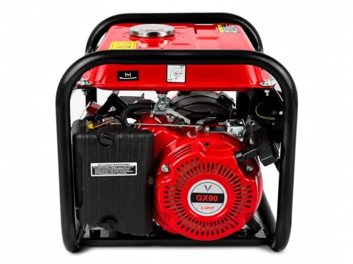 Image of Petrol Generator 1kVA with 6L Fuel Tank, Red & Black, VP1800 (1 Kilowatt) | 3.0 HP Engine, AC & DC Output, Circuit Protector, Built-in Voltmeter, Heavy Duty Frame