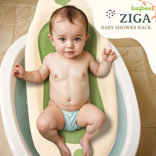 Image of Baybee Ziga Baby Bath tub Seat for Babies | Portable Baby Bather with Anti Non Slip Edges & Suction Cup | New Born Baby Bathing Tub | Hanging Baby Shower Bath Tub for 0 to 12 Months (Green)