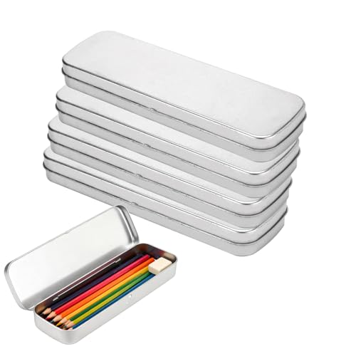 YRUHAN 4 Piezas Estuche Metalico, Caja Metalica, Caja de Metal Rectangular Portátil, Diseño Sencillo, Fácil de Manejar, Fácil de Transportar, Adecuado para Guardar Artículos de Papelería