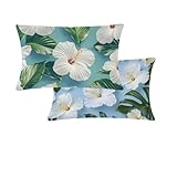 Outdoor Kissenbezug 40x60cm Türkis Kissenbezug Herbst Garten Zierkissenbezüge Blumen Samt Sofakissenbezüge Doppelseitiges Druckdesign 2 er set Für Deko Wohnzimmer Schlafzimmer Stuhl Sofa Balkon T784